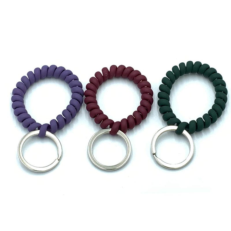 FRUTA Dohuge 20 Pcs Mix Color Plastic Coil Stretch Wristband Keychain (A) - Image 3